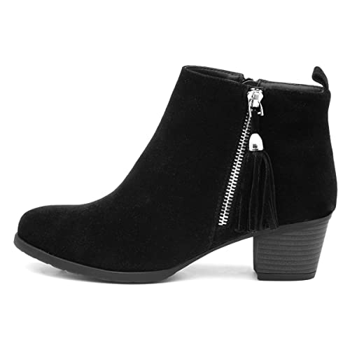 Lilley Mel Womens Black Faux Suede Heeled Boot