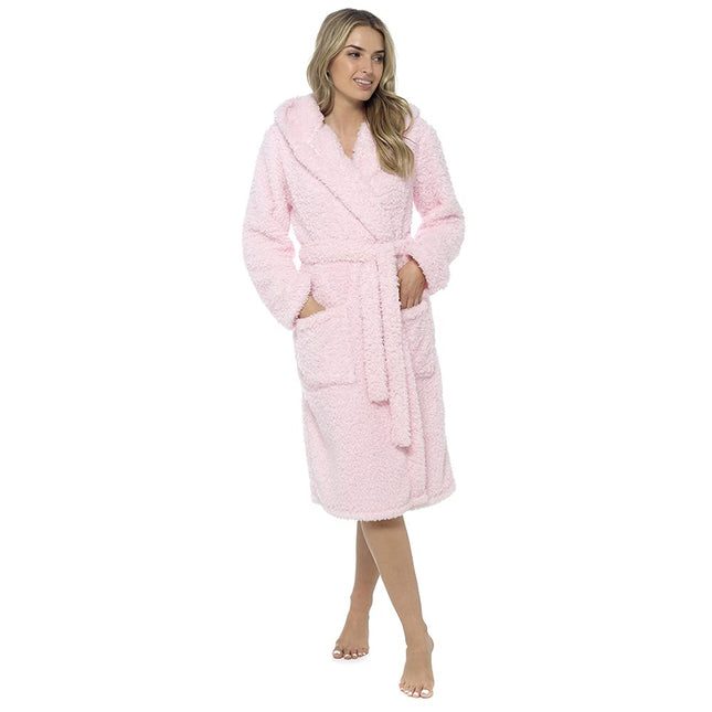 Ladies Super Soft Fleece Winter Hooded Wrap Dressing Gown Nightwear