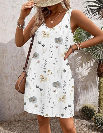 Summer Dresses for Ladies Women Sundress V Neck