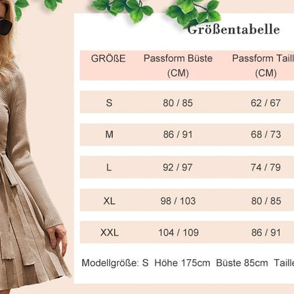 Women'S Winter Jumper Dress Long Sleeve V-Neck Knitted Dress High Waist Elegant Short Dresses