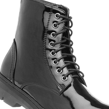 Lilley Monica Womens Black Patent Zip Up Boot