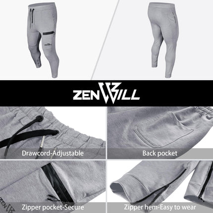 ZENWILL Mens Ziplock Training Tracksuit Trousers UK